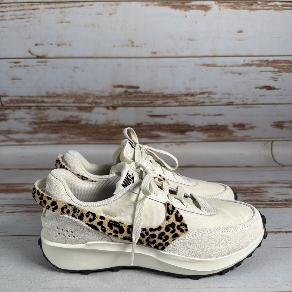 Womens Nike Waffle Debut Leopard Sail Sesame Black HF1856-001 Size 6 - Picture 5 of 9